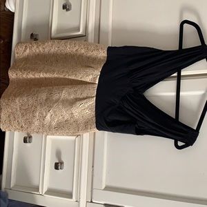 MaxandCleo. Black and gold cocktail dress. Size 8